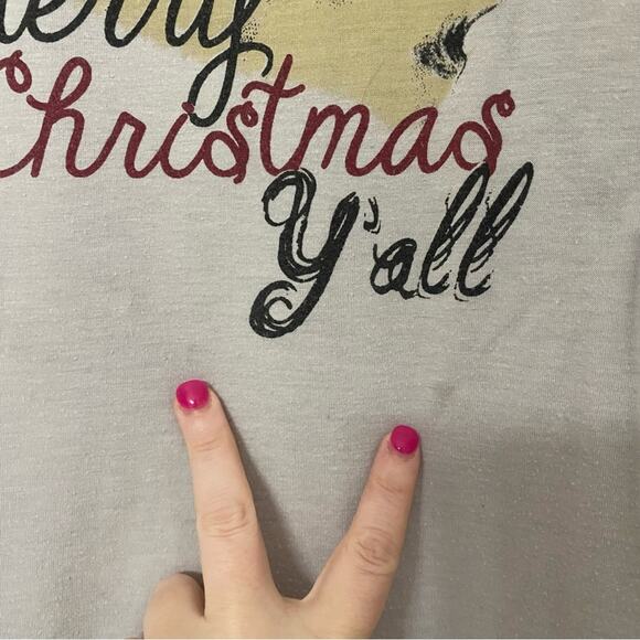 SOUTHERN GRACE • Santa Merry Christmas Y’all Leopard Print Long Sleeve Top - Picture 6 of 8